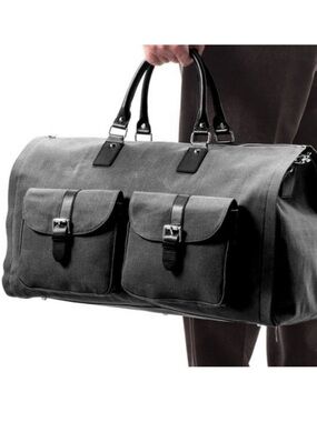 Hook & Albert grey waxed canvas weekender garment